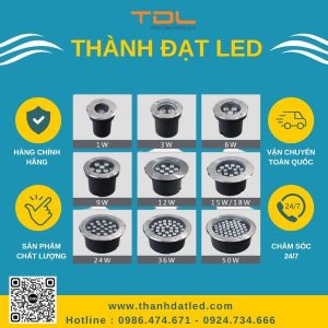 đèn âm đất tròn mẫu thấp không nguồn 24v 3w-6w-9w